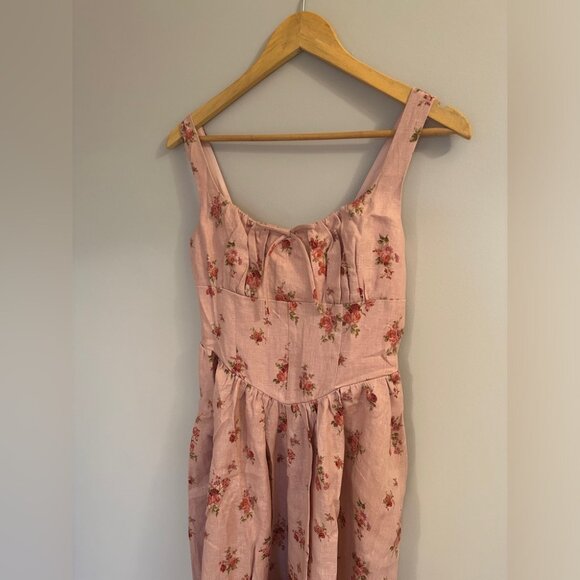 NWT Reformation Balia Linen Midi Dress in Tea Time Pink Floral | size 4 - Picture 13 of 15